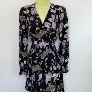 Reformation Dress Floral Wrap Asymmetrical Mini Viscose Excellent SP